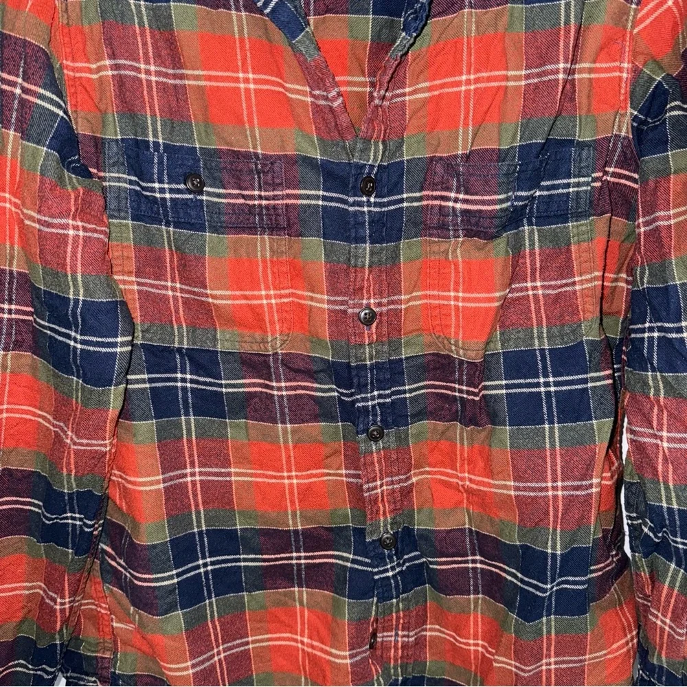 J. Crew Mercantile Orange Flannel Button Down Medium
